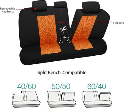 VarCozy Car Seat Covers Full Set, Front & Split Rear Bench for Car, Universal Cloth SUV, Sedan, Van, Automotive Interior Covers, Airbag Compatible