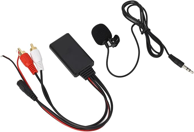 POCREATION Bluetooth AUX Module with Dual Cable Adapter and Built-in Hands-Free Microphone for Pioneer Car Stereo Systems