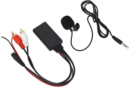 POCREATION Bluetooth AUX Module with Dual Cable Adapter and Built-in Hands-Free Microphone for Pioneer Car Stereo Systems