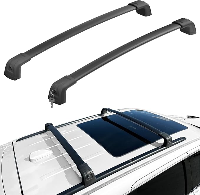 Roof Rack Cross Bars Compatible with Jeep Grand Cherokee Altitude & SRT & Trackhawk 2011-2022 with Roof Black Moldings, Aluminum Car Roof Rails Crossbar with Lock for Roof Cargo Carrier Bike
