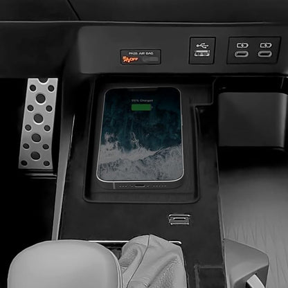 2PCS Wireless Charging Anti-Slip Mat & Center Console Organizer Compatible with Toyota 2025 2026 Camry Accessories Silicone & ABS Plastic Material Console Secondary Storage Box