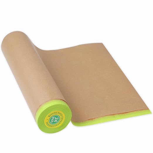 MyLifeUNIT Masking Paper, Automotive Masking Paper Roll with Tape for Painting Protection Covering (2 Rolls, 24 inch x 50 feet)
