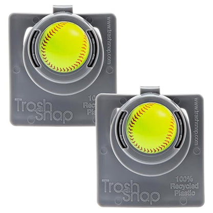 Reusable Bag Holders for Trash & Recycling | Eco-Friendly, Adhesive Clip System for Car, RV, Home, Travel, Boat | Recycled Plastic Softball - 2 Pack