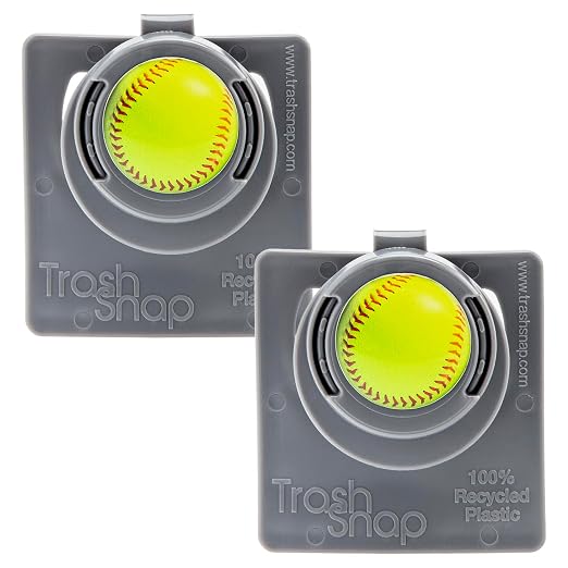 Reusable Bag Holders for Trash & Recycling | Eco-Friendly, Adhesive Clip System for Car, RV, Home, Travel, Boat | Recycled Plastic Softball - 2 Pack