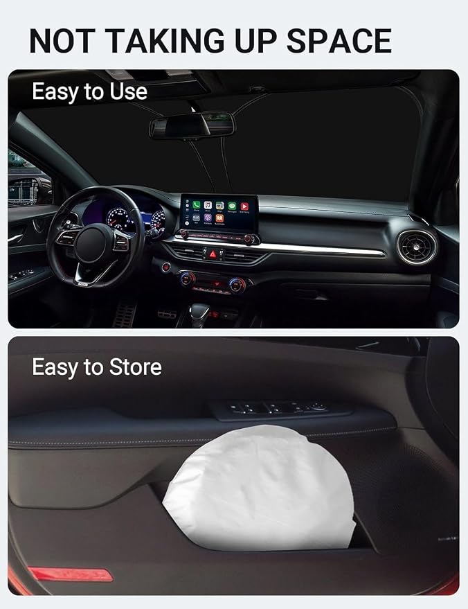 Proadsy 2026 Upgrade Front Windshield Sunshade Foldable Sun Shade Protector Sun Visor Custom Fit 2019-2023 2024 Kia Forte