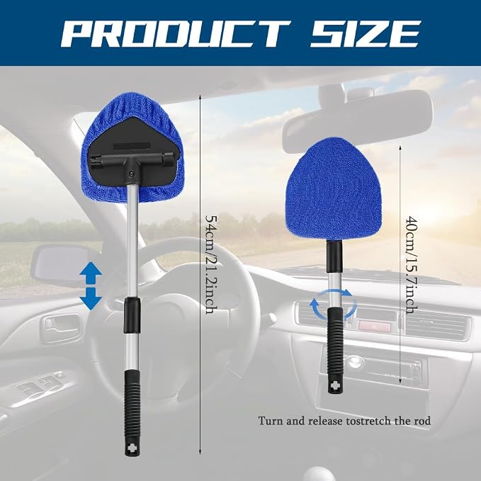 Car Wash Brush with Long Handle, Windshield Cleaning Tool, Car Washing Mop Kit Mitt Sponge Car Cleaning Supplies Kit, Microfiber Towel Gloves Universal for Cars RV SUV Truck Office (Blue)