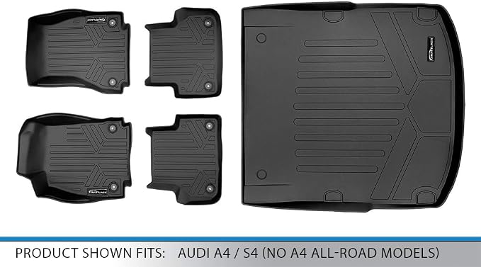 MAXLINER Custom Fit Floor Mats 2 Rows and Cargo Liner Set Black for 2017-2019 Audi A4 / S4 (No A4 All-Road Models)
