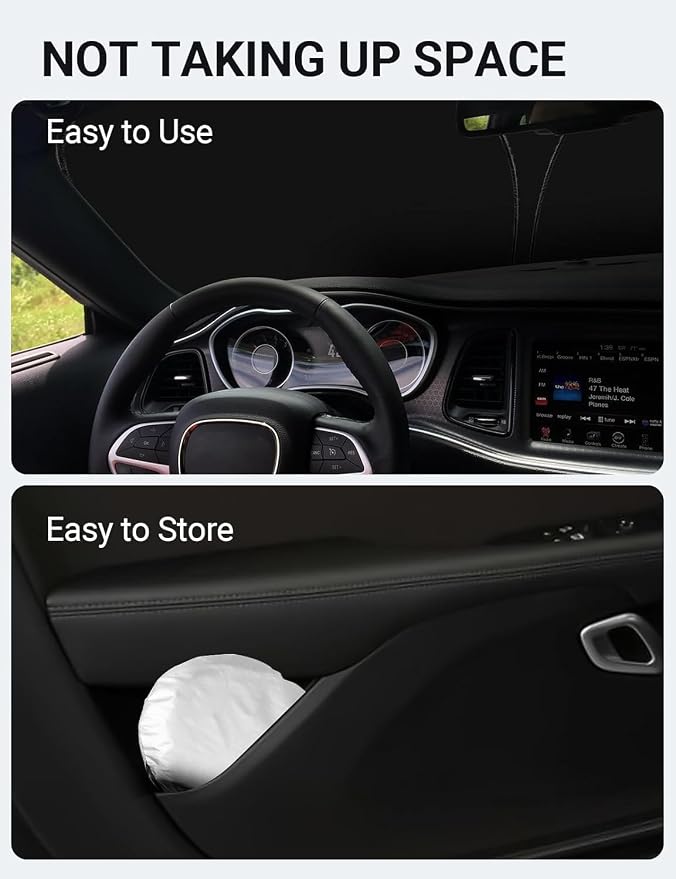 Proadsy 2026 Upgrade Front Windshield Sun Shade Foldable Sunshade Protector Custom Fit 2015-2023 Dodge Challenger Coupe, SRT Hellcat, Redeye, Widebody, SXT, RT Scat Pack, GT, RT, TA Coupe Accessories