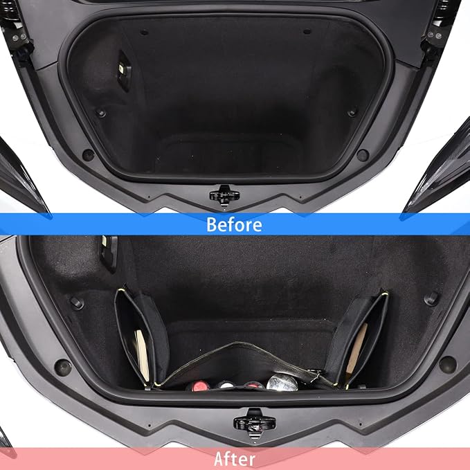 CHEAYAR Front Trunk Storage Organizers Compatible with Corvette C8 Stingray 2020-2023, Black Mesh Cargo Net, C8 Accessories - Trunk Organizer and Storage with Mesh Pocket