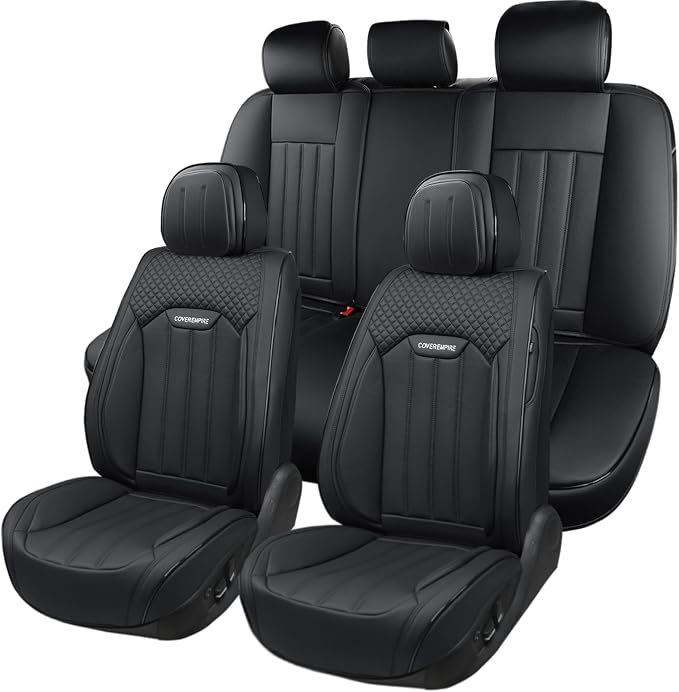Car Seat Covers Full Set, Leather Seat Cover for Cars, 5 Seats Waterproof Automotive Seat Covers Fit Toyota Rav4 Camry Corolla Cruze CRV Accord, Black