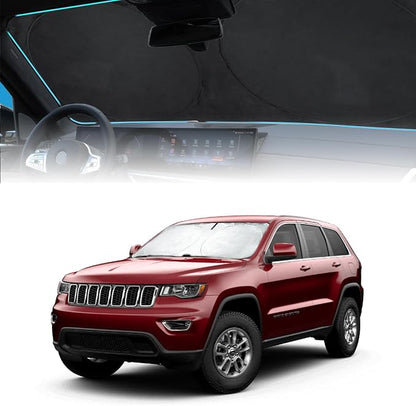 Windshield Sun Shade for 2025 Cherokee Car Windshield Cover, Custom Fit for Jeep Cherokee 2014-2023 2024 2025 Ultimate Sun Protection Foldable Visor Sunshade Protector Shield Accessory