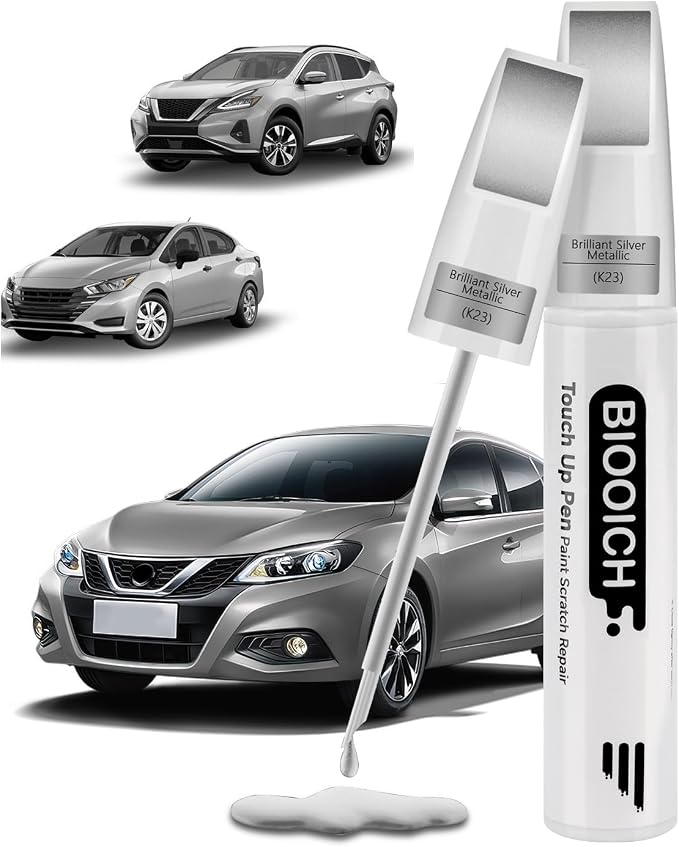 Touch Up Paint Pen Exact Color Match Car Chip and Scratch Repair (for Nissan, Brilliant Silver Metallic(K23))