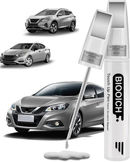 Touch Up Paint Pen Exact Color Match Car Chip and Scratch Repair (for Nissan, Brilliant Silver Metallic(K23))
