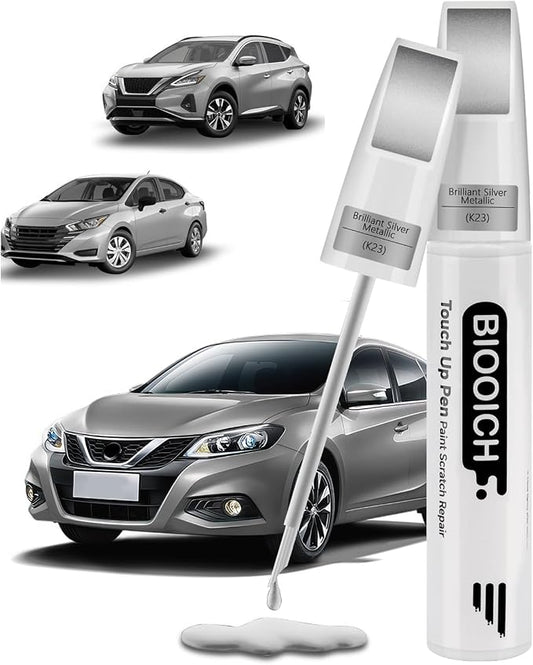 Touch Up Paint Pen Exact Color Match Car Chip and Scratch Repair (for Nissan, Brilliant Silver Metallic(K23))