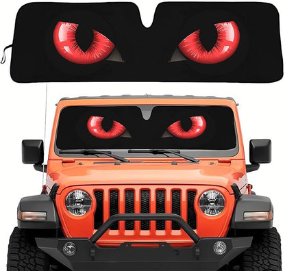 GENANY Evil Eyes Movie Windshield Sun Shade for Car SUV Truck (53x17 Inches), Automobile Sunshade, Protector Blocks UV, Car Decor