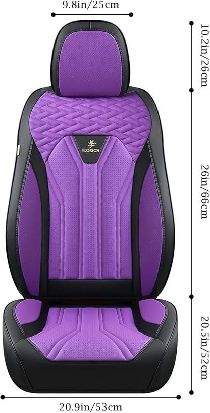 FLORICH Leather Seat Covers for Car Waterproof Front Seat Covers 2 Pack Purple Car Seat Cover Universal Driver Seat Protector for Most Cars Trucks SUV