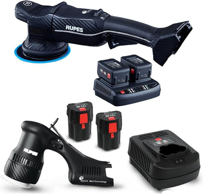 RUPES Bigfoot iBrid Random Orbital Polisher and Bigfoot Mini iBrid Polisher Combo - Advanced 18V Battery System, Optimizes Workflow and Boosts Productivity, Revolutionary Design