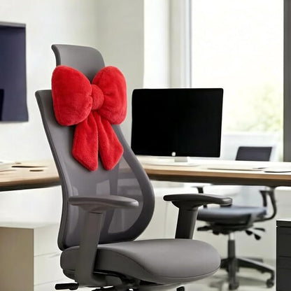 Sexysamba 2 Pcs Plush Bow Car Headrest Neck Pillow Cute Bow Pillow for Car Seat Décor Soft Neck Support for Comfortable Driving Traveling Office Fluffy Head Rest Cushion, Red