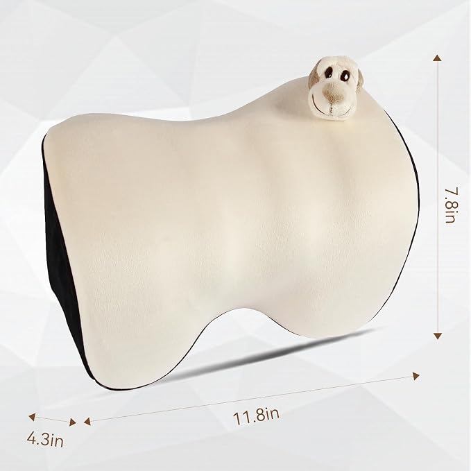 1Pack White Car Headrest Memory Foam Neck Pillow 11.8 X 7.8” Soft and Comfortable Seat Head Pillow Cushion Features Adjustable Straps for Most Sedans, SUVs, Home, and Office Settings
