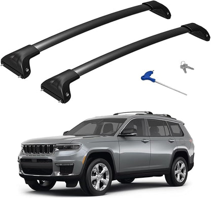 300lbs Roof Rack Cross Bars Compatible with 2021-2026 Jeep Grand Cherokee L 3-Row & 2022-2026 Grand Cherokee WL 2-Row, Aluminum Lockable Roof Rails Crossbar for Rooftop Cargo Kayak Snowboard