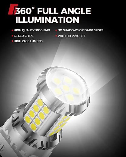 Torchbeam 3157 LED Bulb White, Upgraded Reverse Light Bulb, 600% Brighter T25 3156 3057 4157 3047 4057 3457 4114 Lamp for Backup Tail Reverse Brake DRL Signal Parking Lights, 6000K, Pack of 2