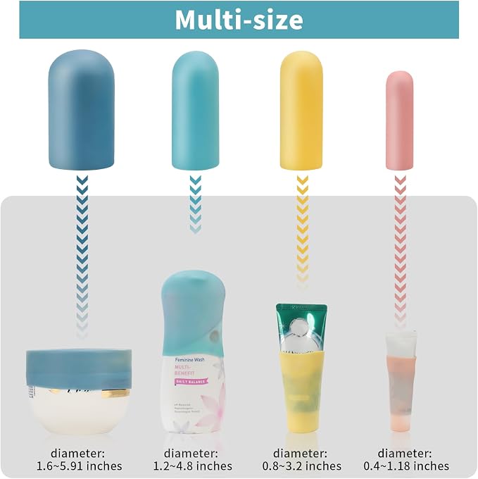 TRANOMOS Silicone Bottle Covers Travel Essentials for Women Men, Beach Vacation Essentials, Travel Size Toiletries Accessories, Cruise Ship Essentials 2026, Must Haves, Leak Proofing