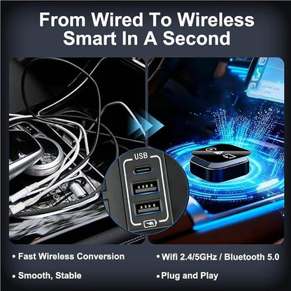 2026 Upgrade 3 in 1 Screen Mirror iOS Phone, Plug-and-Play Smart Car Interconnection Box with Fast 3s Connection, Voice Control, Split-Screen Display (H-A, for Android)
