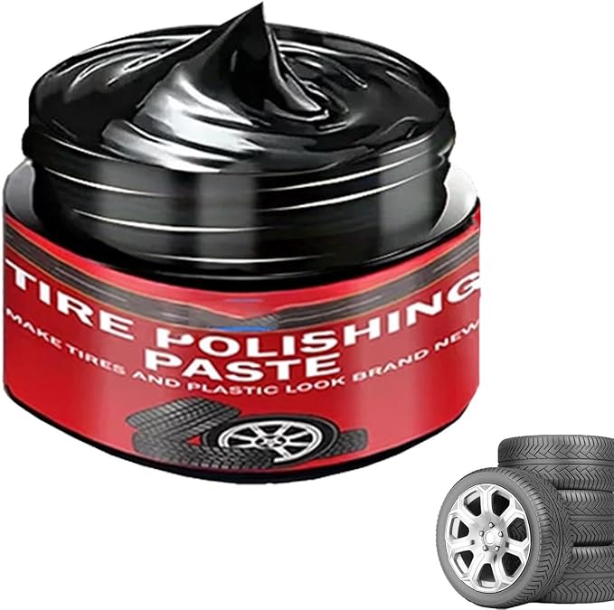 Car Tire & Plastic Trim Renewal Paste – Restores Shine, Prevents Cracking & Easy Application, Tire Coating Paste Rapid Acting, Car Tire Shine with Sponge, for Cars Trucks Motorcycles (1PCS)