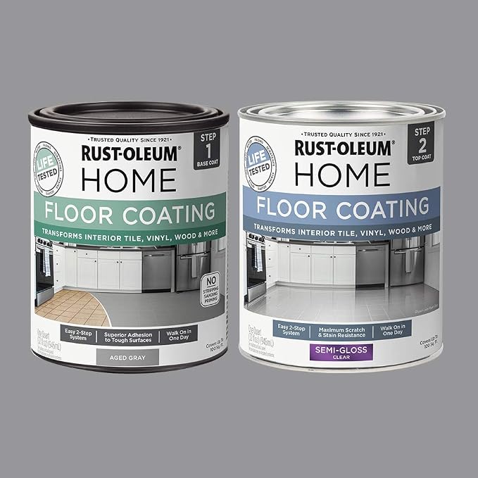 Rust-Oleum 367600 Home Interior Floor Coating Kit, Semi-Gloss Aged Gray