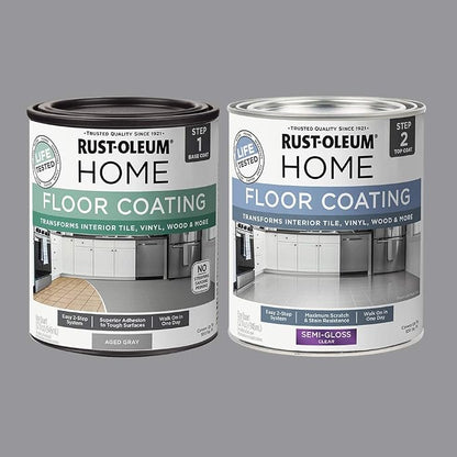 Rust-Oleum 367600 Home Interior Floor Coating Kit, Semi-Gloss Aged Gray