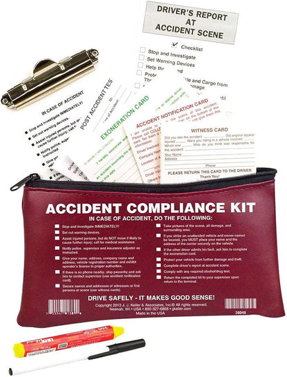 L/XL Truck Driver Safety Kit with Logistic Straps, PPE, First Aid Kit, ERG, Emergency Triangles, Accident Kit, Tire Pressure Gauge, Light/Window Punch/Seatbelt Cutter Tool - J. J. Keller & Associates