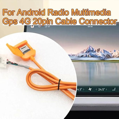 SIM Card Slot Adapter Cable 20 Pin Connector for Android Car Radio Head Unit GPS Navigation Extension with Stable Signal Transmission Orange 48.5cm
