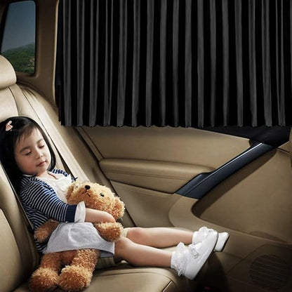 Ovege Car Window Shade - Side Window Sun Shade Curtain, Pleated Silky UV Protection Privacy, Baby Suction Magnetic (Black-Opaque, Back Seat 2pcs)