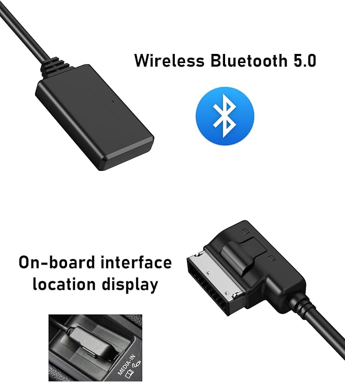 AMI Bluetooth Audio Adapter for Audi MDI MMI 3G System, Wireless Audio Music Interface Cable Adapter Compatible with VW Audi A3 A4 A7 R7 S5 Q7 A6L A8L A4L Series for MMI 3G System Only