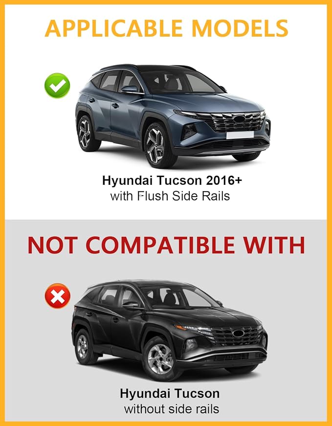 Tuyoung 300lbs Roof Rack Cross Bars Compatible with Hyundai Tucson 2016-2026 SEL/N Line/Limited, Lockable Heavy Duty Anti-Theft Aluminum Roof Rails Crossbars Cargo Carrier Bag Black Bike