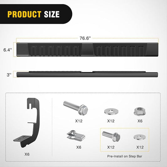 Nilight Running Boards for 2007-2018 Chevy Silverado/GMC Sierra 1500 Double Extended Cab 2007-2019 Chevy Silverado/GMC Sierra 2500HD 3500HD 6 Inch Aluminum Side Step Nerf Bars