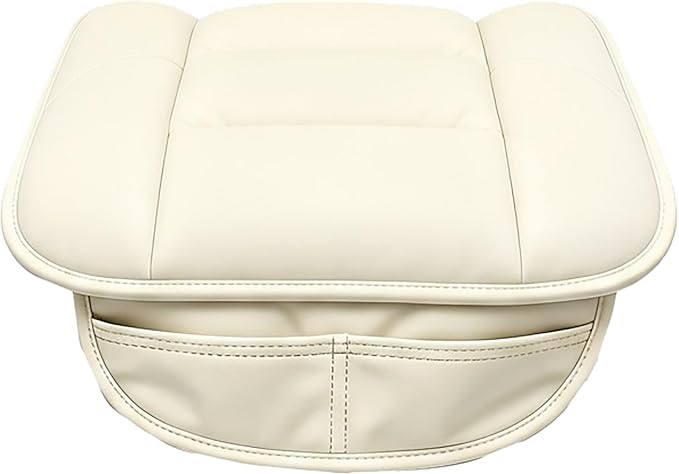 CORRIDOR Genuine Leather Seat Cushion for Car - Handmade - Relieve Hip, Pressure and Sciatica Pain - Ideal for Lower Back Pain - for Office Chair and Car Seat (Off White, Cushion)