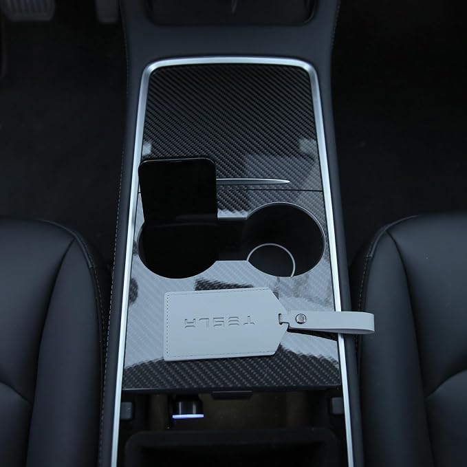 for Tesla Center Console Wrap Kit 3K Twill Carbon Fiber fit Tesla Model 3 Model Y 2021 2022 2023 Center Console Cover Glossy Console Trim Interior Car Wrap Decoration