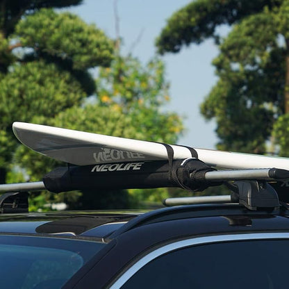 Soft Roof Rack Pads with Two 15 Ft Tie Down Straps for Surfboard, SUP Paddleboard, Snowboard, 28/34inch (Pair)