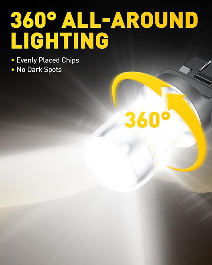 AUXITO Upgraded 7440 7443 LED Bulbs for Reverse Lights Brake Tail Lights T20 7441 7444 LED Replacement Light for Backup Tail Brake DRL Turn Signal Parking Lights, 6000K Xenon White
