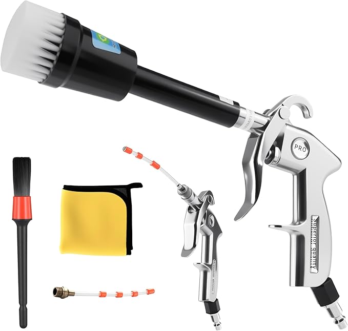 GOCCIDA High Pressure Tornado Dry Car Cleaning Gun Detailing Air Tool Air Blow Gun for Car Detailing Car Duster High Pressure Interior Cleaner Car Interior Detailing Kit with Brush Nozzle