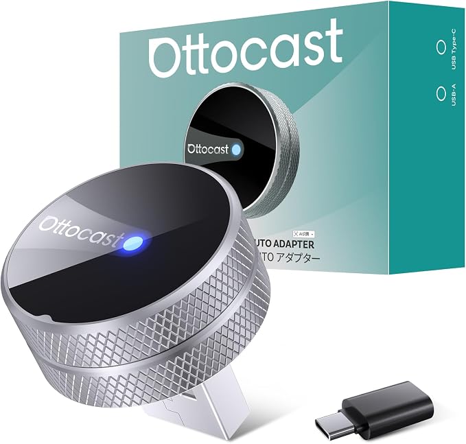 OTTOCAST Mini Tube 2026 Upgrade Wireless CarPlay & Android Auto Adapter, WiFi 6 + Bluetooth 5.4, Instant Auto-Connect, Ultra-Compact Design, Plug & Play USB/USB-C for 2016+ Vehicles