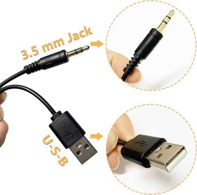 AMI MDI MMI Car Aux Receiver Music Streaming Adapter Compatible for Mini Coop-ers with USB & 3.5mm AUX Power Port