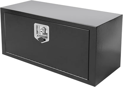 30"X12"X14" Underbody Truck Box Black Heavy Duty Steel Trailer Box Pick Up Truck Tool Box Storage Organizer w/Lock & eys
