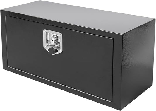 30"X12"X14" Underbody Truck Box Black Heavy Duty Steel Trailer Box Pick Up Truck Tool Box Storage Organizer w/Lock & eys