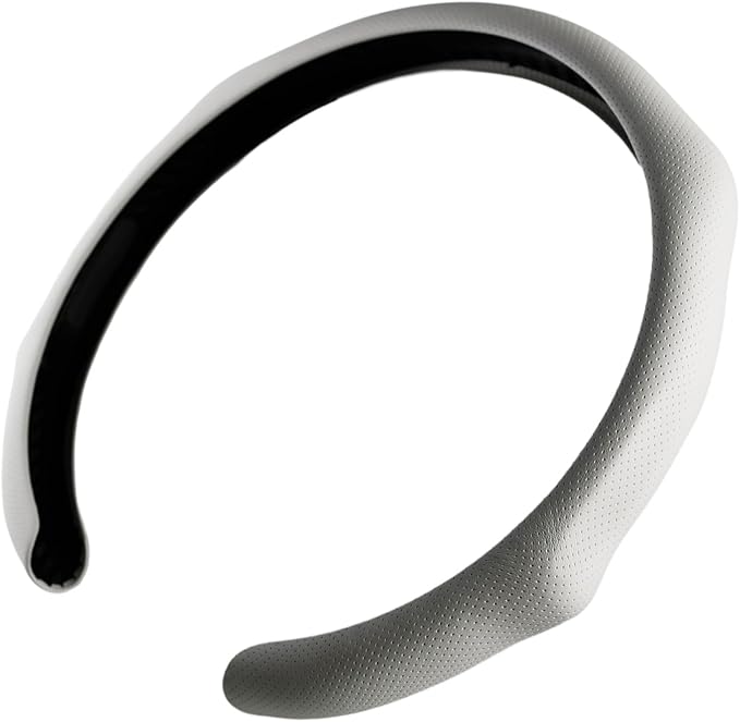 Quick Install Sporty White Perforated Nappa Leather Steering Wheel Cover for Tesla Model Y White Trim
