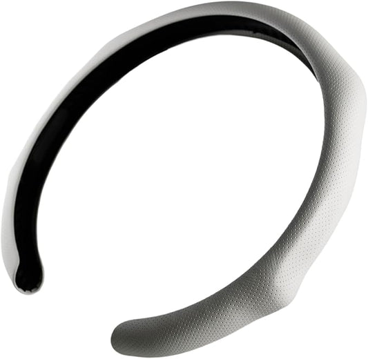 Quick Install Sporty White Perforated Nappa Leather Steering Wheel Cover for Tesla Model Y White Trim