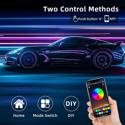 Acrylic Interior Car LED Strip Light, Dreamcolor 10-in-1 RGB Ambient Lighting with APP, 16 Million Colors 175in 600LED Music Sync Lights for Night Driving, Home, Camping & Gift Decor