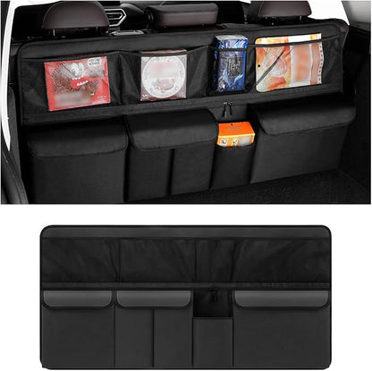 Mandark Car Trunk Organizer, Large Capacity Vehicle Backseat Hanging Storage Bag with 9 Pocekt, Space Saving Auto Seat Back Cargo Organizing Accessories, Universal for SUV, Truck, Van (Black)