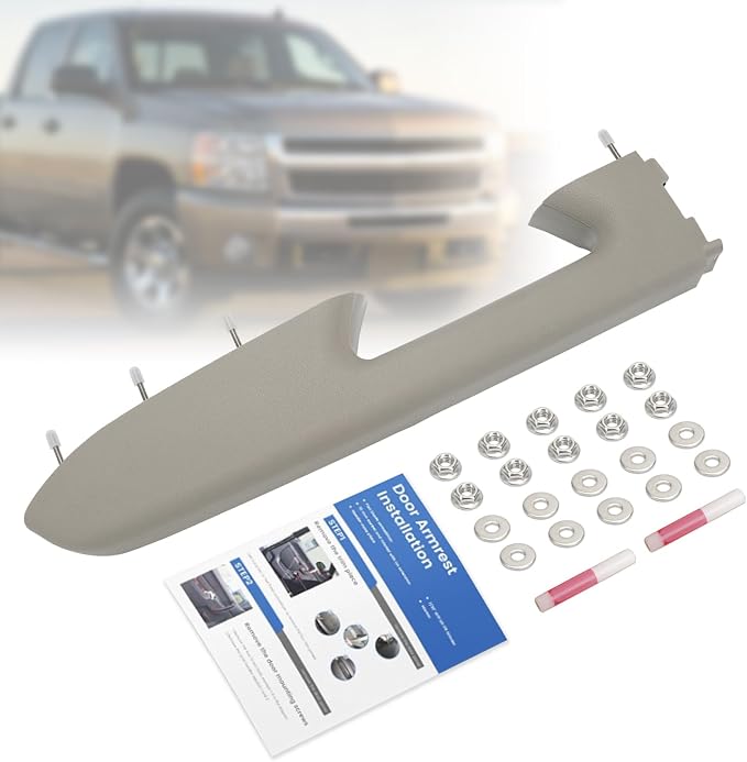 Front Left Driver Side Door Panel Armrest Repair Kit Replace 22818465 Fit for Chevy Silverado Fit for GMC Sierra 1500 2500HD 3500HD 2010-2014, Gray